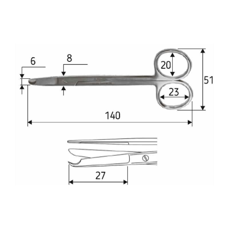 Ножиці J-22-225 Spencer 14 см для зняття шовного матеріалу, прямі